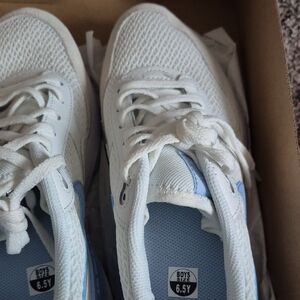 Nike Kids White and Light Blue Sneakers